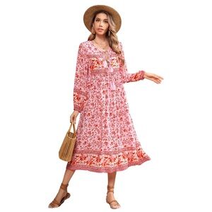 Elegant Floral Long Sleeve Dress